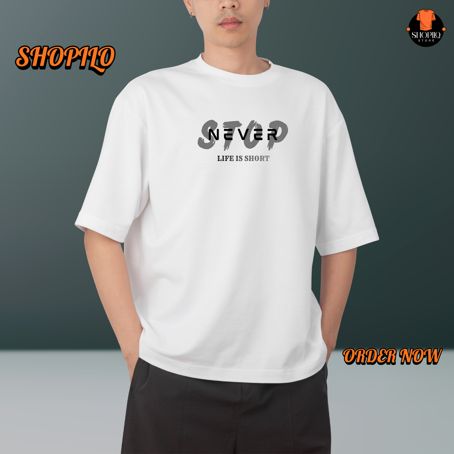 Never Stop Drop Shoulder T-Shirt